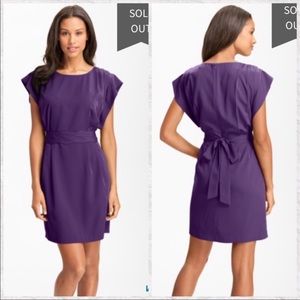 Eliza J Drape Sleeve Slash Belt Dress purple